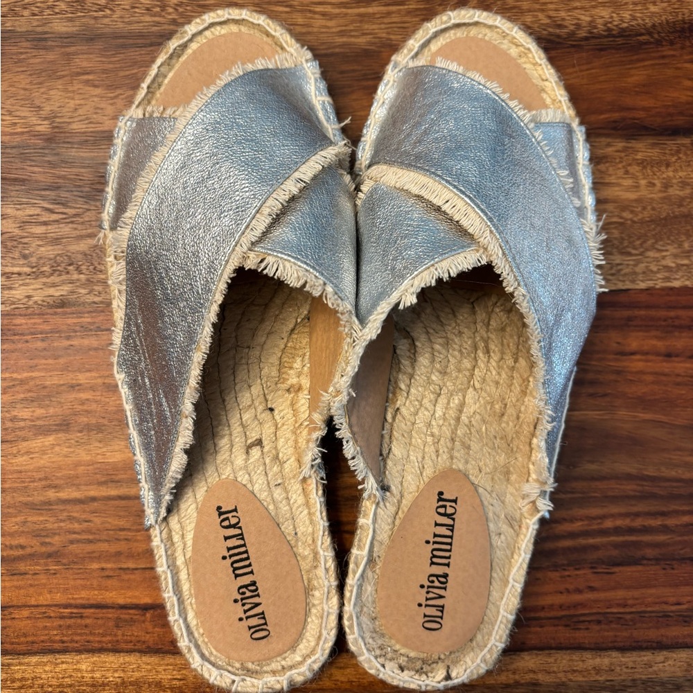 Olivia Miller Silver Espadrille Slip-Ons